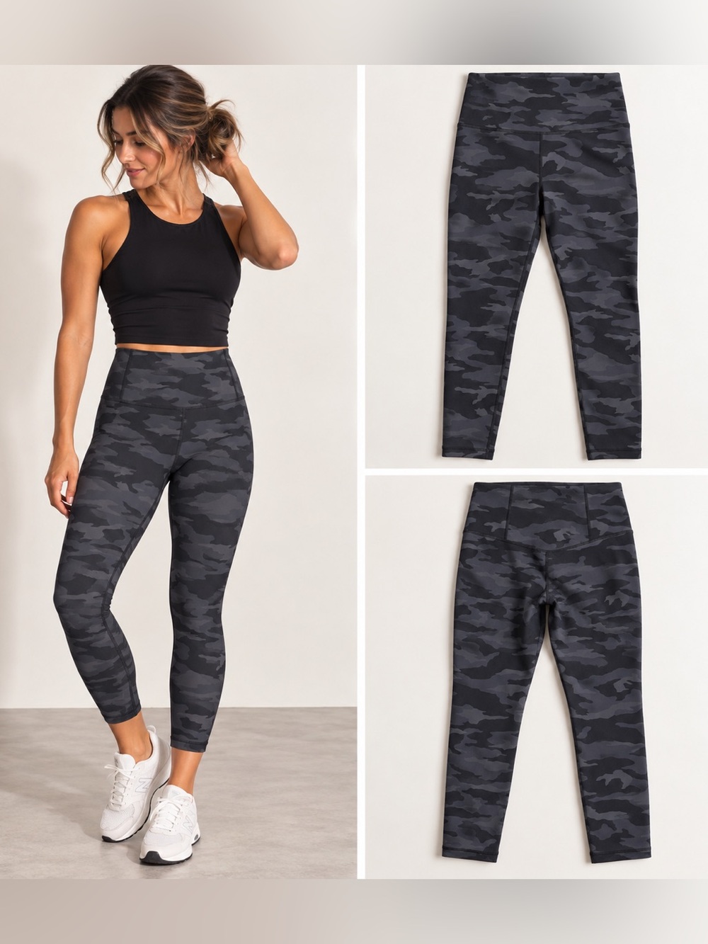 Athleta Elation Camo 7/8 Tight Black Gray High Rise Leggings XS